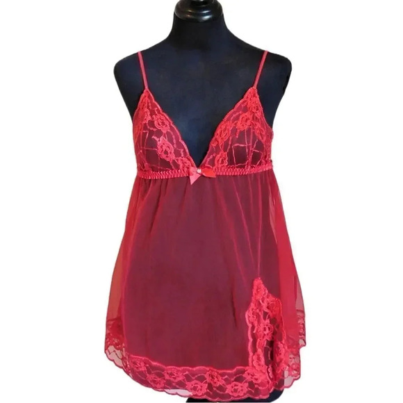 Frederick red babydoll w/ side slit - Picture 1 of 13